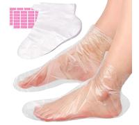 400pcs Disposable Moisturizing Foot Covers, Ribbed Anti-Slip Design with Stickers for Secure Fit - Plastic Foot Bags for Moisturizing, Hydration, Home Use, Spa, Pedicure, Trial Shoe