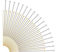 400pcs Flat Head Pins for Jewelry Making, 2 Inch Gold Silver 22 Gauge Brass Wire Headpins Stainless Steel Jewelry Head Pins for DIY Crafts Necklaces Bracelets Earrings Making