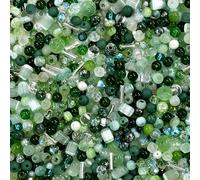400PCS Glass Beads for Jewelry Making, 3mm 4mm 6mm Round Beads, Green Craft Beads for Bracelets Necklaces Earrings, DIY Supplies for Stringing Pendant Bead Curtain Decor