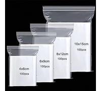 400pcs Grip Seal Bags, 4 Size Resealable Zip Lock Bag, Clear Plastic Bags, Reusable Polythene Pouches, Sealable Storage Baggies for small items