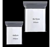 400pcs Grip Seal Bags, 4x6+8x12cm Resealable Zip Lock Clear Plastic Bags, Reusable Polythene Pouches, Sealable Storage Baggies for small items
