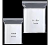 400pcs Grip Seal Bags, 6x9+10x15cm Resealable Zip Lock Clear Plastic Bags, Reusable Polythene Pouches, Sealable Storage Baggies for small items