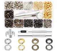 400Pcs Grommet Tool Kit Bubuyun Eyelets Punch Kit Leather 5mm Eyelets Multiple Colour Eyelets Set with Storage Box and 3Pcs Installation Tool for Fabric Shoes Bag Canvas Belt DIY Crafts(4 Colors)