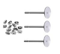 400pcs Hypoallergenic Stainless Steel Earrings Posts Flat Pad Blank Earring Pin Studs with Butterfly Earring Backs for Jewelry Making Findings (5mm)