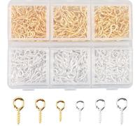 400pcs Mini Screw Eye Pins Set for DIY Jewelry Crafts, GLADFRESIT Metal Eye Pin Pendants for Small Projects.