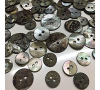 400pcs Mixed Round Dark Natural Mother of Pearl Shell Buttons Craft DIY, Knitting Sewing Jewellery Making, Button Painting, Dolls Clothes Making,Cushion, Easter Egg Filler for Crafter(Grey Shell Mix)
