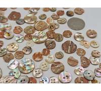 400pcs Mixed Round Natural Rustic Mother of Pearl Shell Buttons, 2 holes MOP Shell vintage button Craft DIY, Knitting Sewing, Button Painting, Dolls Clothes Making,Cushion, wall decoration (RusticMix)