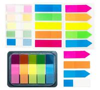 400pcs Neon Index Tabs, 5 Bright Colors Translucent Index Flags PET Sticky Notes Flags Sticky Tabs Page Makers for Page Bookmarks, Square and Arrow