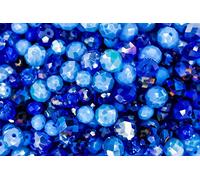 400pcs Ocean Blue Rondelle Glass Crystal Beads - Mixed Blue Set for Jewellery Making & Craft Projects