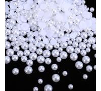 400PCS Pearls for Crafting, Flat Back Pearls White Half Round Flatback Pearl Beads ABS Plastic Faux Imitation Flatback Pearl for Craft Jewelry Clothes Shoe Dress Nail Art Making(6/8/10mm)