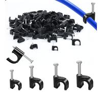 400PCS Round Cable Wall Clips,4mm 6mm 8mm 10mm), for Organizing Ethernet, USB Cable, Phone Line and TV Line-Black