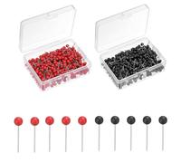 400Pcs Round Head Tacks 15mm Coloured Heads Drawing Pins, 200 Packs each in black and red for World Map, Cork Board, Fabric Marking