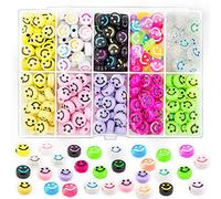 400PCS Smile Face Beads, 10mm Acrylic Round Smile Happy Face Loose Spacer Beads for Jewelry Making Bracelet Earring Necklace DIY Craft (Multi-color1)