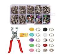 400Pcs Snap Button Fastener Kit, 5 Claw Metal Buckle Tool Set, Hollow and Solid Prong Snaps Buttons with Plier, Press Studs Without Sewing for Crafts Fabric DIY (Style 2)
