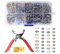 400Pcs Snap Button Fastener Kit, 5 Claw Metal Buckle Tool Set, Hollow and Solid Prong Snaps Buttons with Plier, Press Studs Without Sewing for Crafts Fabric DIY (Style 1)