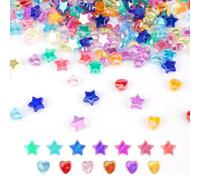 400pcs Star Beads, 0.4 inch Star and Love Beads Colorful Star Shaped Beads Tiny Cute Heart Charms Beads for Bracelets Necklace Earrings Jewelry Making DIY Crafts Friendship Gift Decor Accessories