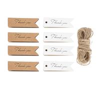400Pcs Thank You Tags Kraft Paper Gift Tags with String, 7cm x 2cm Brown and White - Stylish Appreciation Labels for DIY Gifts, Handmade Items, and Party Favors