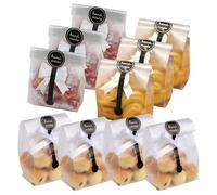 400pcs Translucent Plastic Bags Set, 200pcs Cellophane Bags Plastic Cookie Bags Food Wrapping bags with 200pcs Handmade Stickers for Cookie Cake Chocolate Snack Popcorn Bakery Birthday Wedding Party