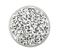 400Pcs White Letter Beads for Bracelets,4x7mm Bulk Round Acrylic Alphabet Beads for Jewelry Making DIY Decorations Supplies Accessories C1