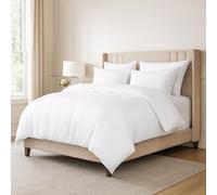 400TC Egyptian Cotton Duvet Cover With Pillowcase Bedding Set Easy Care Non-Iron Hotel Quality & Easy Closure for Single, Double, King, Super King Bedding (White, Double)