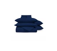 400TC Luxury Cotton Sateen Plain Dye Bedding Gift Set Bundle Christy Navy Double
