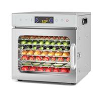 400W 8Tray Stainless Steel Food Dehydrator with30 minutes-24 Hour Timer LED Touch Control Design Adjustable Digital Temperature 30-90°C Fruit Dryer Machine for Fruit Veg Meat & More,BPA Free