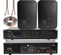 400W Bluetooth Sound System 2x Black 200W Wall Speaker Channel HiFi Amplifier