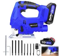 400W Brushless 21V Cordless Jigsaw for Wood, 3000 SPM Cordless Jig Saws Electric Saw to Cut Wood, Plastic and Metal, Battery Powered Jigsaw with 8pcs Jigsaw Blades LED Light 1.5Ah Battery & Charger