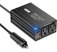 400W Car Power Inverter DC 12V to 110V AC Car Plug Adapter Converter with [65W USB-C]/Fast USB Charger (24W) Car Charger for Laptop