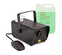 400W Fog Machine with Odourless Fog Fluid Included by Gear4music | Compact Fog Machine with Remote Control, 5L Odour-Free Fluid Included, 3.5m Spraying Distance, Lighting Stand Compatible