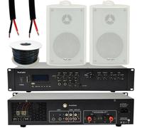 400W LOUD Outdoor Bluetooth System 2x White Speaker Weatherproof Garden Music