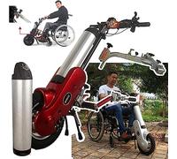 400w Wheelchair Puller, Electric Wheelchair Conversion Kit, with Front Light, 3 Speeds Adjustable, Range:70km, Shock Absorber System + Trumpet,Red-A