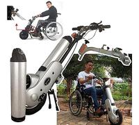 400w Wheelchair Puller, Electric Wheelchair Conversion Kit, with Front Light, 3 Speeds Adjustable, Range:70km, Shock Absorber System + Trumpet,Silver-A