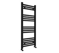 400x1000mm Towel Warmer Flat, Wall Mounted Matte Black Plated Steel Bathroom Towel Rail Radiator, Suitable for Central Heating, Electric and Dual Fuel