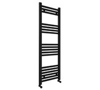 400x1200mm Towel Warmer Flat, Wall Mounted Matte Black Plated Steel Bathroom Towel Rail Radiator, Suitable for Central Heating, Electric and Dual Fuel