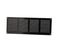 400x150mm / 15x5'' Black, Metal Air Vent Grille Cover with Insect Mesh - Ventilation Cover