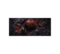 400x180cm Halloween Backdrop Scary Castle Dead Tree Branch Horror Moon Background Horror Moon Night Pumpkin Lantern Party Banner Decor Photography Supplies Prop (Yellow2)