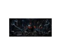 400x180cm Halloween Backdrop Scary Castle Dead Tree Branch Horror Moon Background Horror Moon Night Pumpkin Lantern Party Banner Decor Photography Supplies Prop (Grey2)