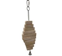 4010 Chew Block Turner - Parrot Toys for Medium Birds - Natural Wood Blocks Bird Chew Toy for Conures, Sun Conure, Caique, Senegal, Ringneck, Quaker Parrot - Cage Hanging Bell