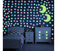 402Pcs 3D Glow in The Dark Stars Sticker, 400Pcs Glow Stars Stickers & 2Pcs Moons, Bedroom Living Room Wall Ceiling Décor (Colour Light)