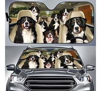 403 Front Windshield Sun Shade Foldable Car Window Covers Block Uv Rays Windscreen Cover Universal For Suv Car Summer Bernese Mountain Dog, Bernese Mountain Dog Family Driving Car