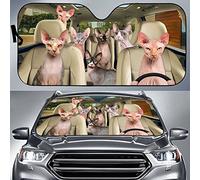 403 Front Windshield Sun Shade Foldable Car Window Covers Keep Vehicle Cooler Windscreen Cover Universal For Car Summer Truck Sphynx Cats, Sphynx Cat Family Driving Car