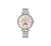 4038 Women's Moonphase Watch Crystal Studded Bezel, and Mother-of-Pearl Dial with Stainless Steel Link Bracelet STÜHRLING Original Silver One Size
