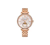4038 Women's Moonphase Watch Crystal Studded Bezel, and Mother-of-Pearl Dial with Stainless Steel Link Bracelet STÜHRLING Original Rose Gold One Size