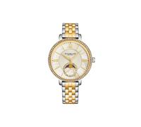 4038 Women's Moonphase Watch Crystal Studded Bezel, and Mother-of-Pearl Dial with Stainless Steel Link Bracelet STÜHRLING Original Gold One Size