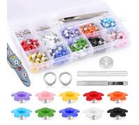 403Pcs Metal Eyelets Grommets Kit 3/16 Inch (5mm) Inner Diameter Grommet Set with Hole Punch Tools & Storage Box for Canvas Leather Clothes Shoes Bags Belts DIY Crafts
