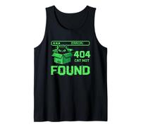 404 Cat Not Found Pixel Art Glitch Error Funny Feline Tank Top