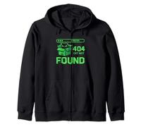 404 Cat Not Found Pixel Art Glitch Error Funny Feline Zip Hoodie