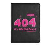 404 Error Life Not Found Leather Passport and Vaccine Card Holder Combo Travel Documents Organizer Protector Passport Holder Case for Men and Women Waterproof