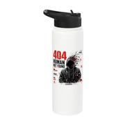 404 Human Not Found Cyber Glitch Error Dystopian Art Stainless Steel Insulated Water Bottle